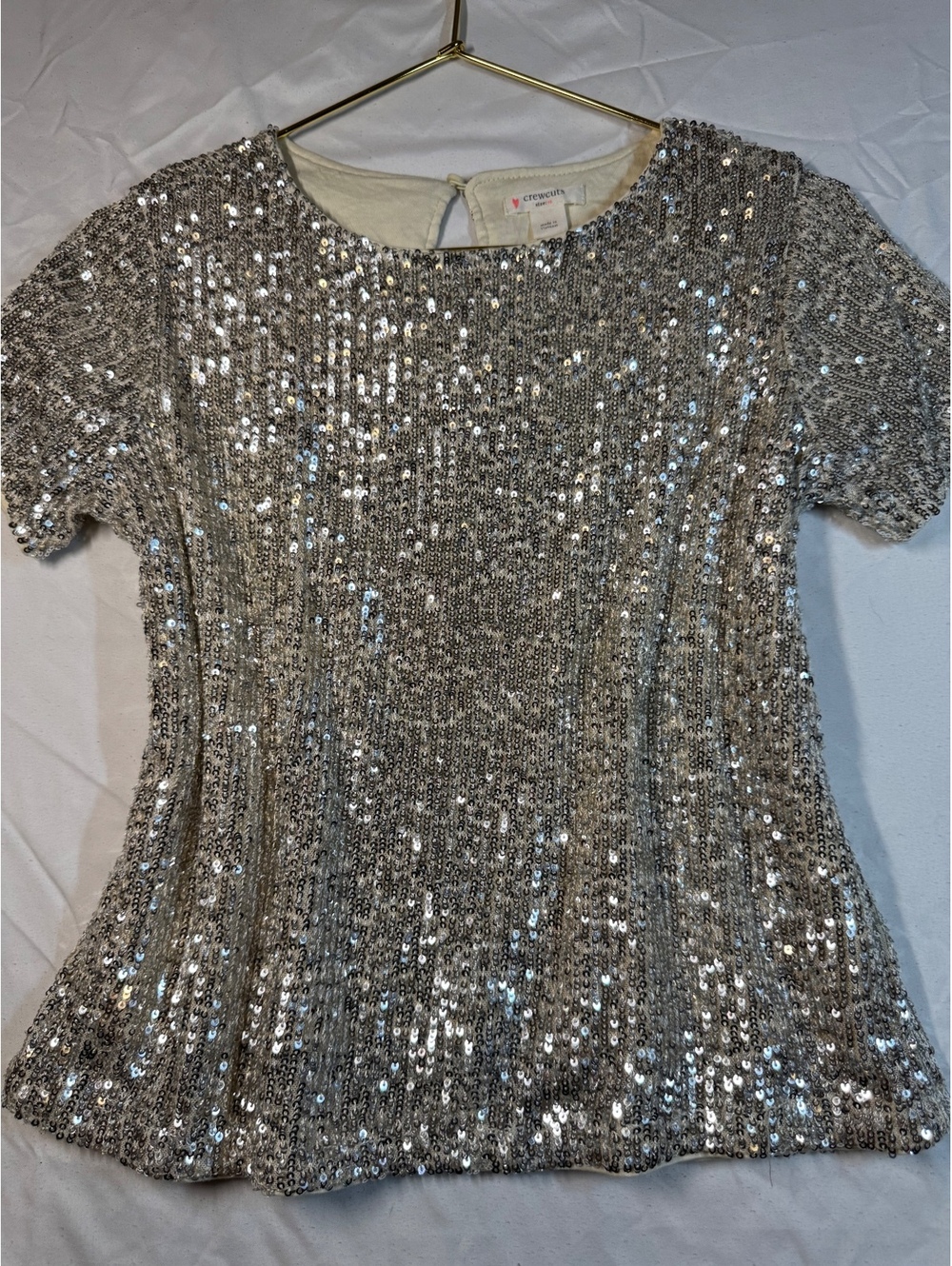 Crewcuts J.Crew Silver Sequin Short Sleeve Top Size 10 [COPY]